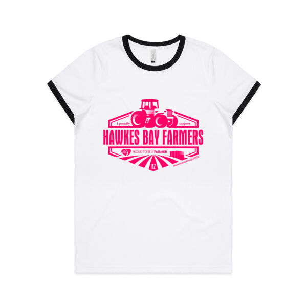 Hawkes Bay Farmers Womens Supporters Ringer T-Shirt Thumbnail