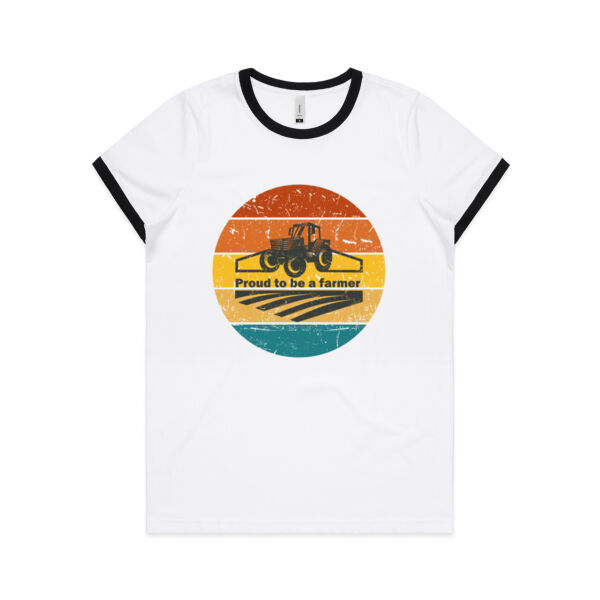 Proud to be farmer vintage logo t - AS Colour Womens Ringer Tee Thumbnail